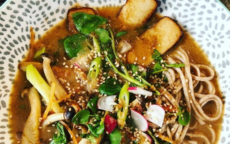 Vegan Ramen Bowls with Miso, Tofu and Shiitake Mushrooms